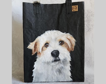 Market Tote Mini Renewable Sustainable Out of the Woods Hand Painted Dog Portrait of Lola