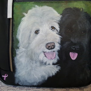 Custom Painted ili Leather City Messenger Bag with YOUR PET's Portrait image 2