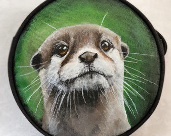Custom Crossbody Round Purse Hand Painted with YOUR Pet's portrait