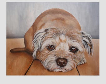 Original Acrylic Painting of 'Danny' a Border Terrier mix 16"x 20"