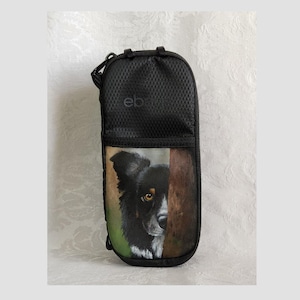 Organize and Store Cord Cable Chargers Pouch Hand Painted with Hazel the Border Collie.