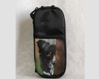 Organize and Store Cord Cable Chargers Pouch Hand Painted with Hazel the Border Collie.