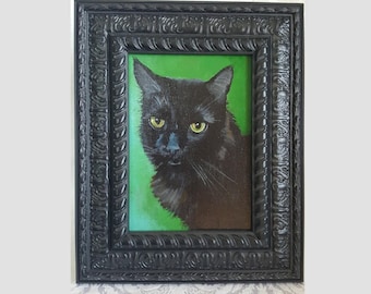Black Cat 'Sam' Original 5x7 Acrylic Painting