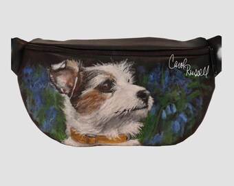 Vegan Faux-Leather Bum Pack aka Hip Bag Painted portrait of 'Oliver'