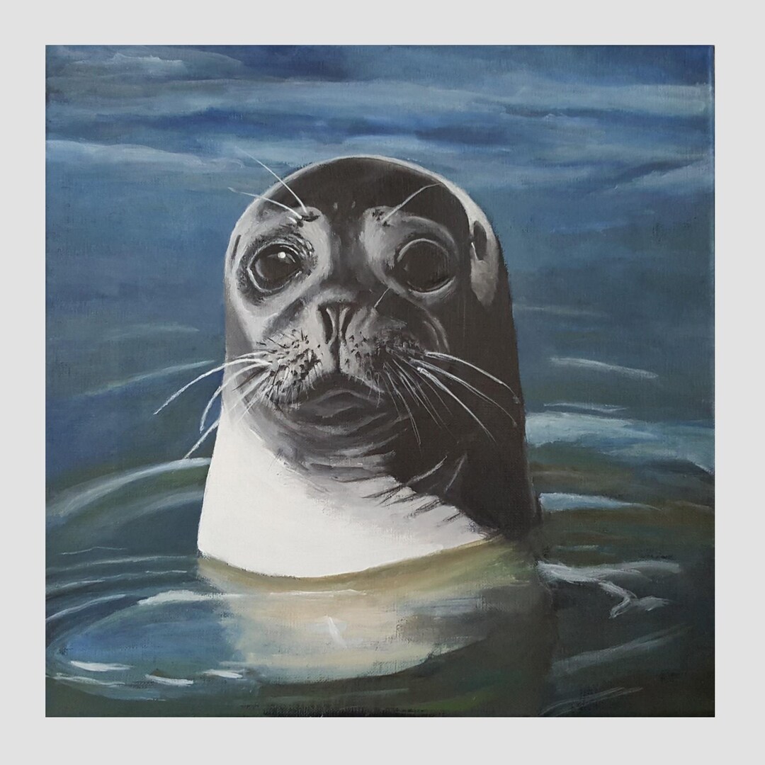 Irish Seal Painting: 'rory' Original Acrylic on Linen, Framed - Etsy