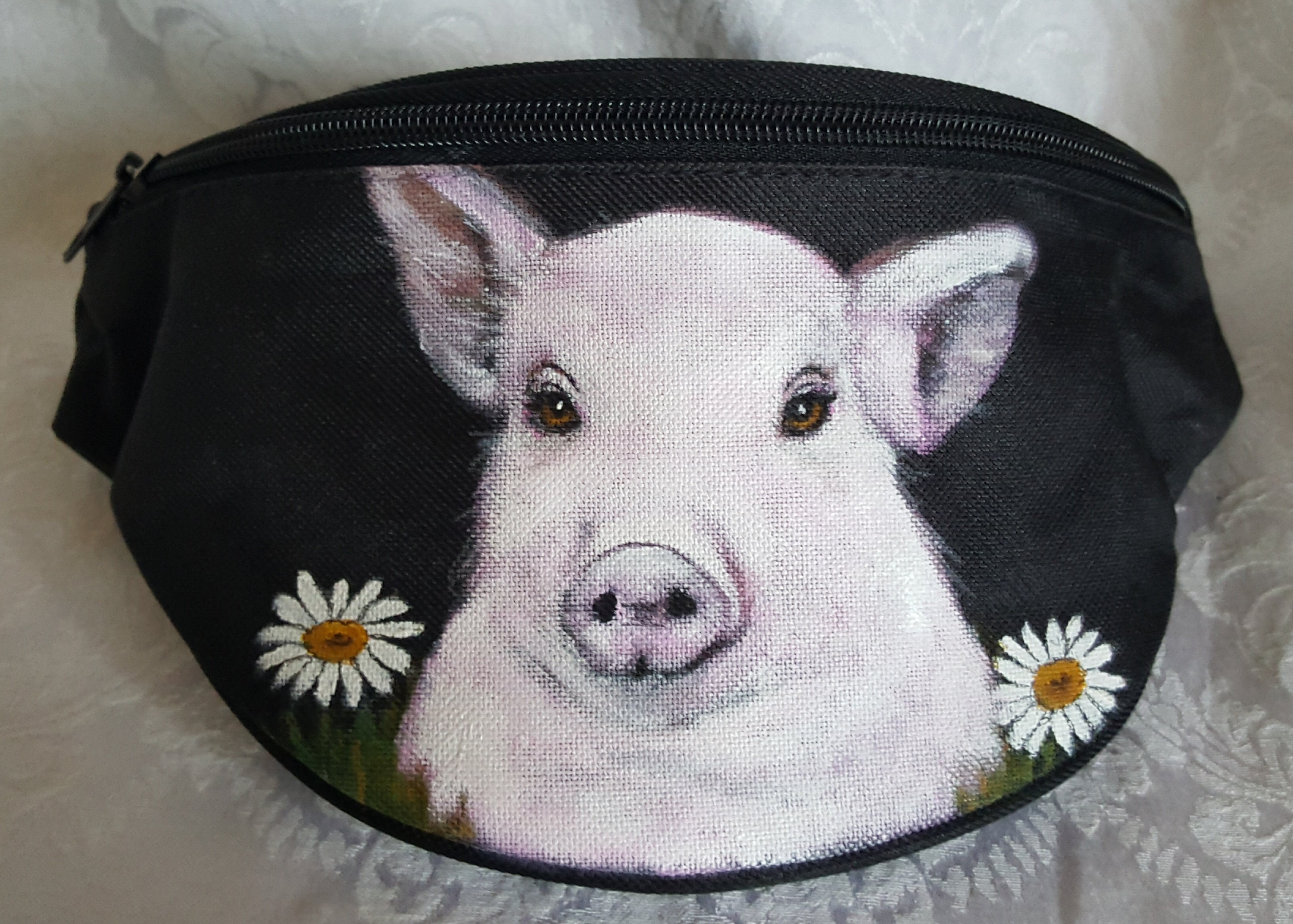 Hip Bag aka Bum Pack painted with Jessy the sweet pig