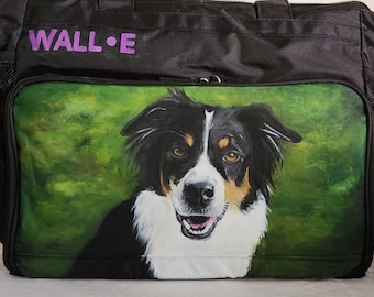 Custom Painted Week Away Bag for Medium & Large Dogs hand painted with YOUR Pet's portrait