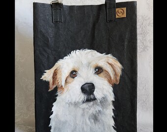Market Tote Mini Renewable Sustainable Out of the Woods Hand Painted Dog Portrait of Lola