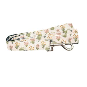 Vintage Floral Cream White Dog Leash with hook for walking and training