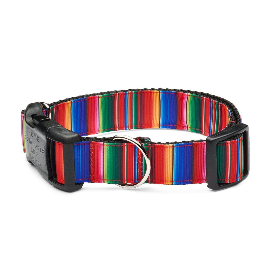 Serape Dog Collar With Tag Holder, Dog Collar and Leash Available as a