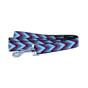 Pink Sky Blue Electric Blue Tribal Aztec Dog Leash with hook for walking and training