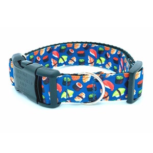 Stylish Sushi Bold Blue Dog Collar with dog id tag holder, Dog Collar and Leash set, free shipping/sushi keychain