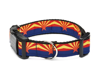 48th State Arizona Flag Dog Collar, Optional Leash