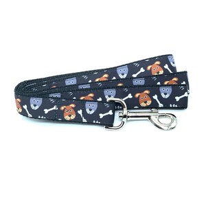 Cute Cartoon Dogs Black Dog Leash with hook for walking and training