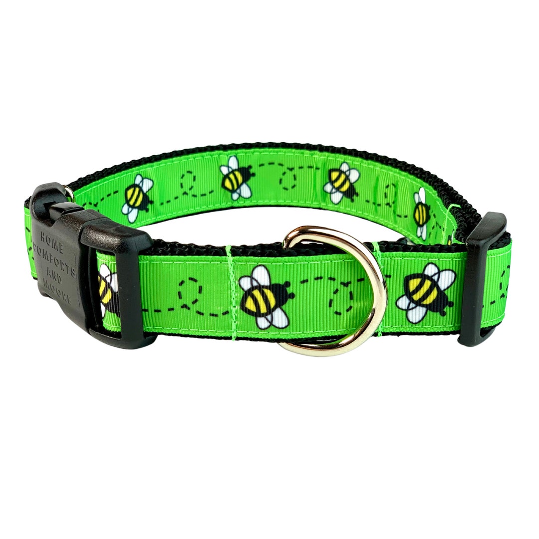 Green Bee Dog Collar With Tag Holder Dog Collar and Leash Etsy