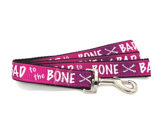 Pink Bad to the Bone Dog Leash with hook for walking and training