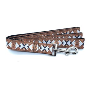 Bold Brown Tribal Dog Leash with hook for walking and training