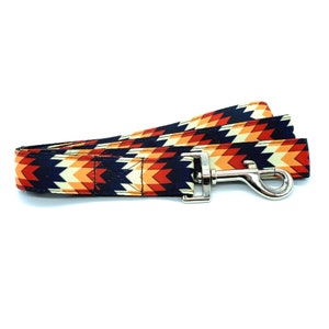 Dark Red Orange Yellow Black Tribal Aztec Dog Leash with hook for walking and training