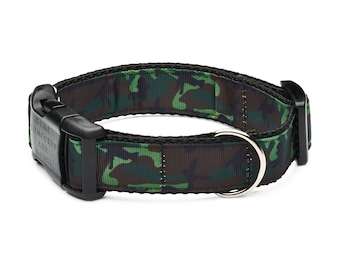 Camouflage Brown and Green Camo Dog Collar, Optional matching collar leash set