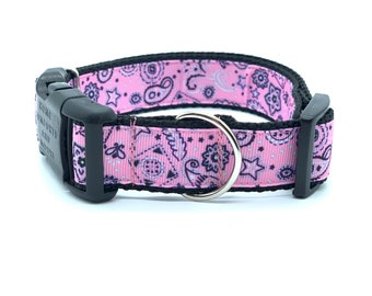 Pale Pink Bandana Dog Collar, Optional Leash