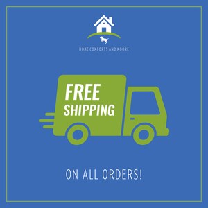 May include: Green delivery truck with the words "FREE SHIPPING" on the side, against a blue background. The text "ON ALL ORDERS!" is below the truck.