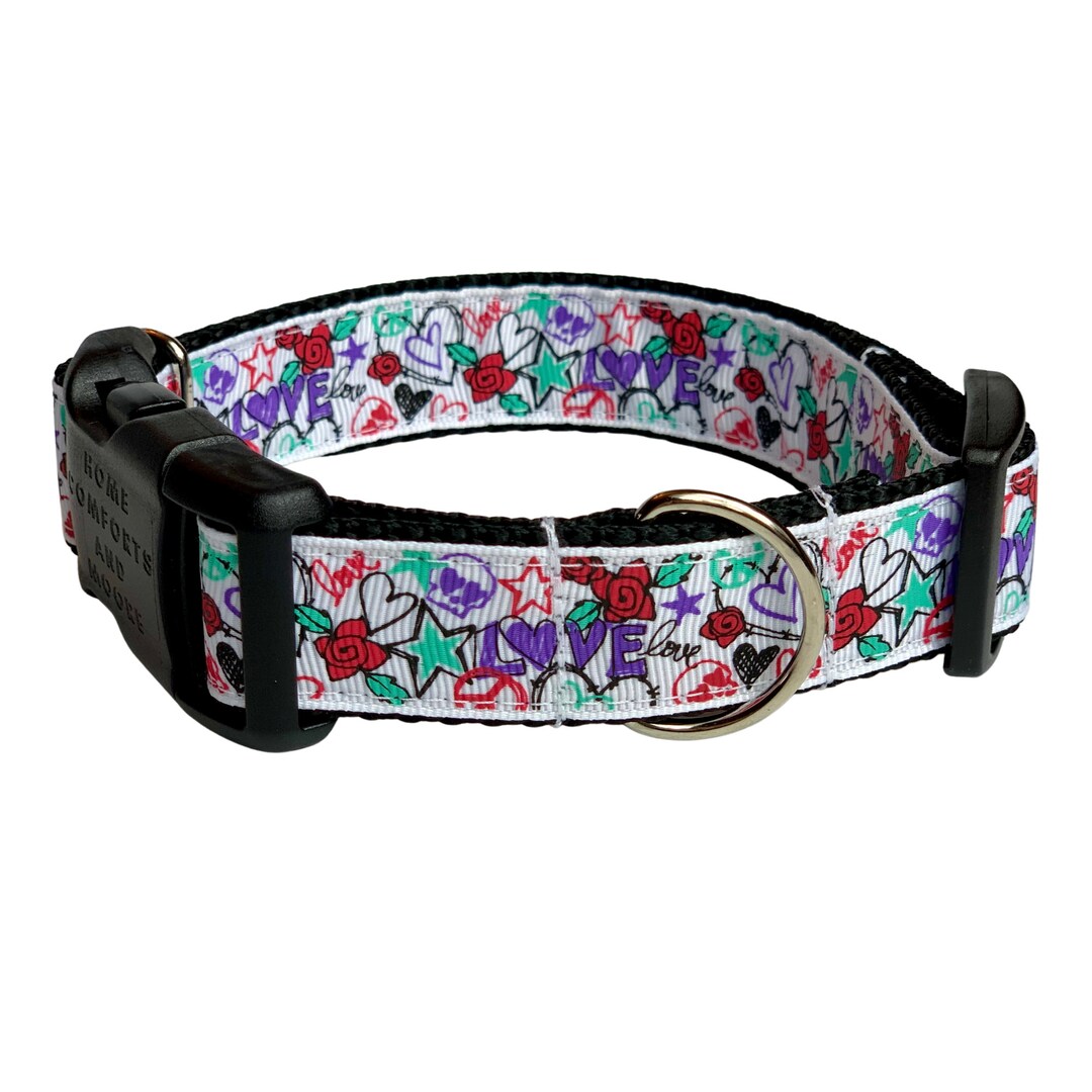 Heart Dog Collar With Tag Holder Dog Collar and Leash Etsy