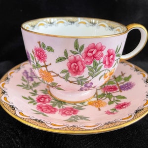 Beautiful Gilded Pink Aynsley Cup and Saucer