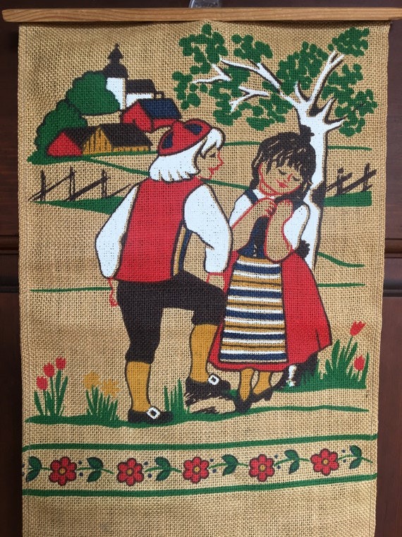 Vintage Swedish Printed Wall Hanging Design by Hill Etsy