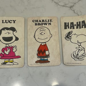 Snoopy Card Game Cards - Lucy, Charlie Brown and Snoopy - Three Cards Total