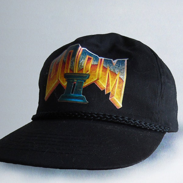 Doom 2 Snapback Hat Hell on Earth Doom II Video Game Snap back One Size Fits All Mint 90s 1990s Rare