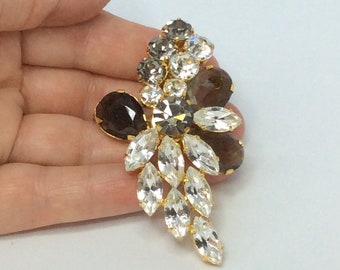 Yilanair Magic Silver Big Clear Austrian Crystal Brooch Bag Pins Bridal Jewerly