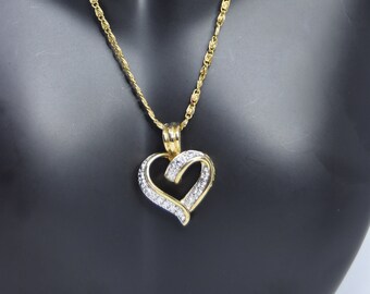 Vintage PAJ Heart Pendant Gold Tone Chain Etsy