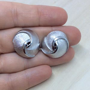 Vintage Trifari Earrings clip on  Silver tone metal