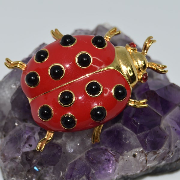 Vintage Trifari Ladybug brooch Red enamel Figural brooch