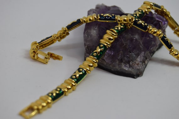 Vintage Joan Rivers Enamel bracelet Gold tone - image 5