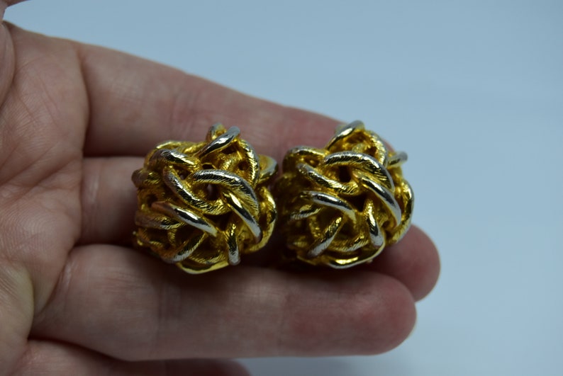 Vintage KJL clip on Bold knot earrings Heavy clip on