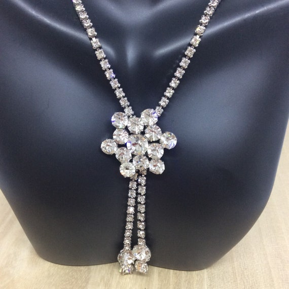 Rhinestone necklace Vintage jewelry Wedding jewel… - image 1