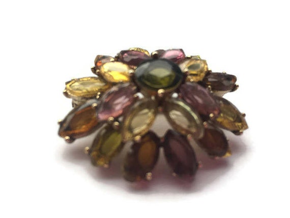 Monet brooch Jewelry gift vintage Flower Rhinesto… - image 1