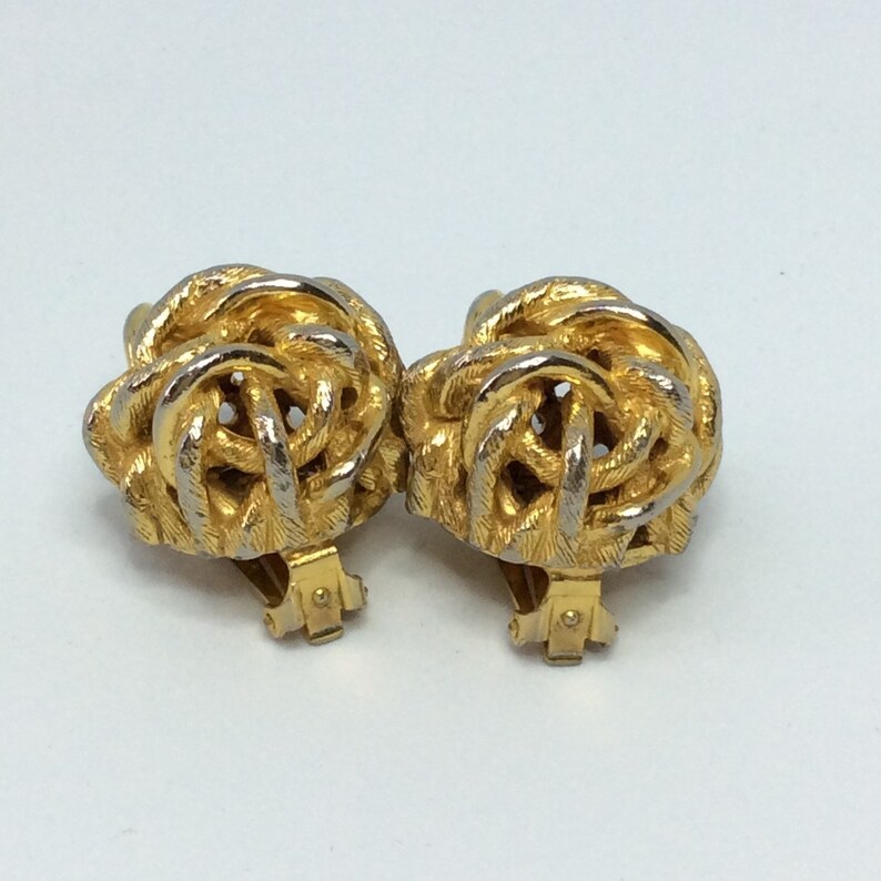 Vintage KJL clip on Bold knot earrings Heavy clip on