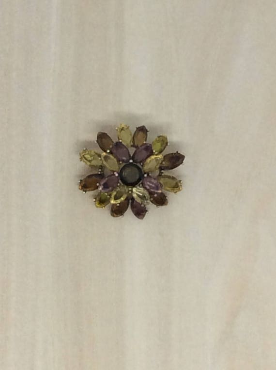 Monet brooch Jewelry gift vintage Flower Rhinesto… - image 4