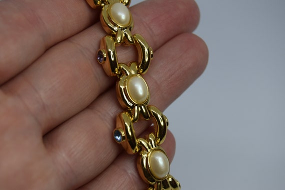 Gold tone Link bracelet Joan Rivers Faux pearl Mu… - image 2