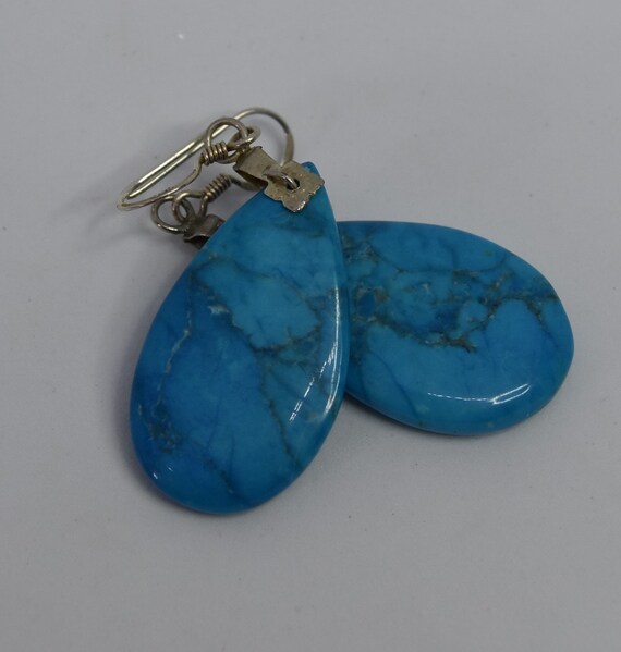 Vintage Sterling silver Natural turquoise Dangle … - image 10