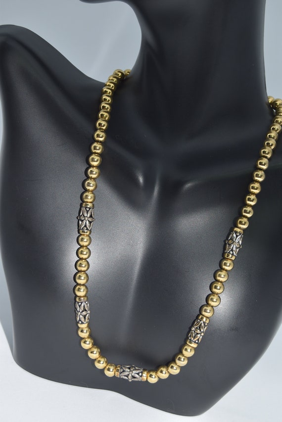 Vintage Napier Gold bead necklace Silver bead  #41