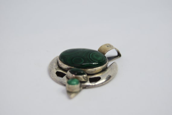 Vintage jewelry 925 silver Pendant malachite Russ… - image 6