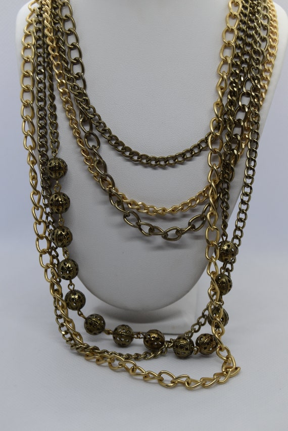 Gold & antique Multiple chains necklace - image 10