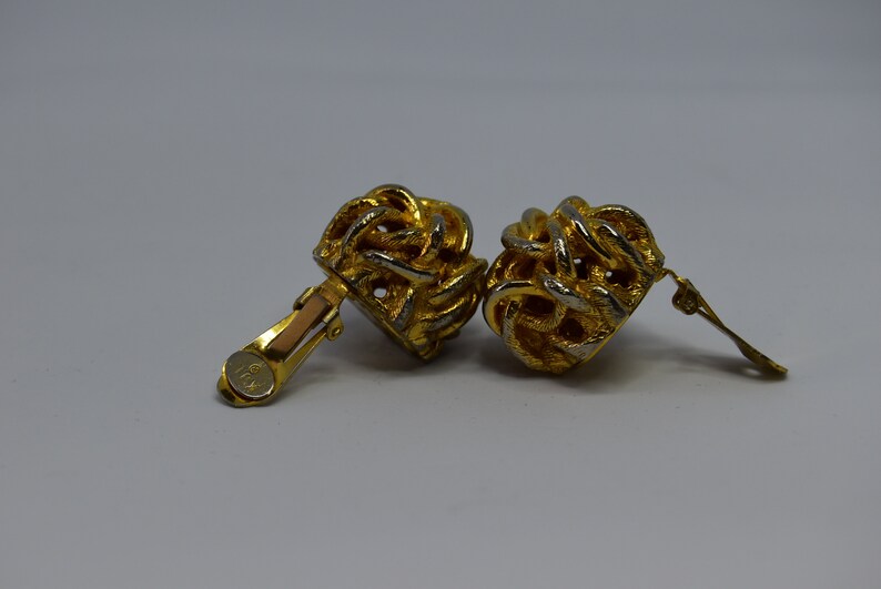 Vintage KJL clip on Bold knot earrings Heavy clip on