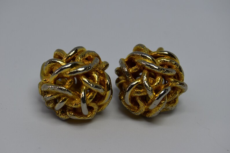 Vintage KJL clip on Bold knot earrings Heavy clip on