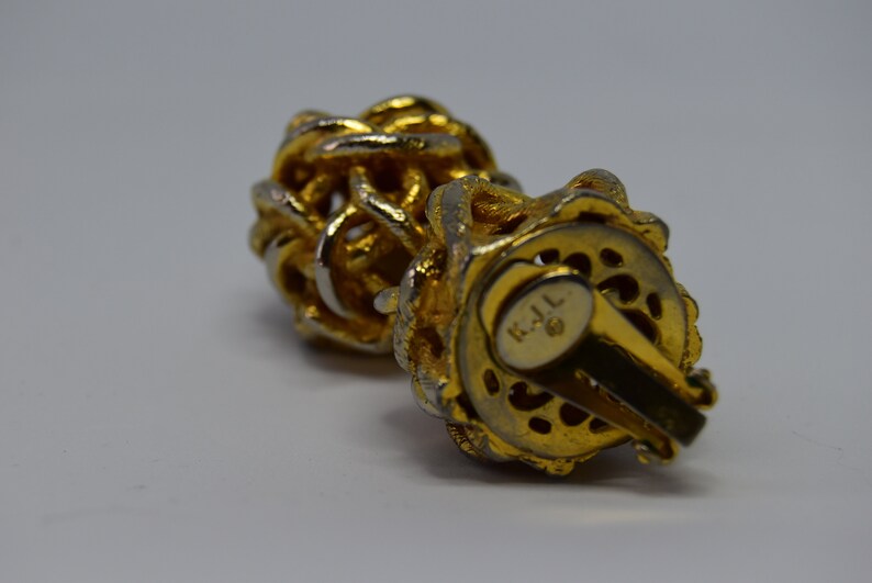Vintage KJL clip on Bold knot earrings Heavy clip on