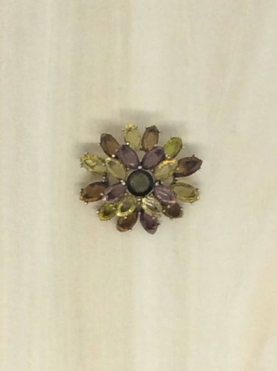 Monet brooch Jewelry gift vintage Flower Rhinesto… - image 5