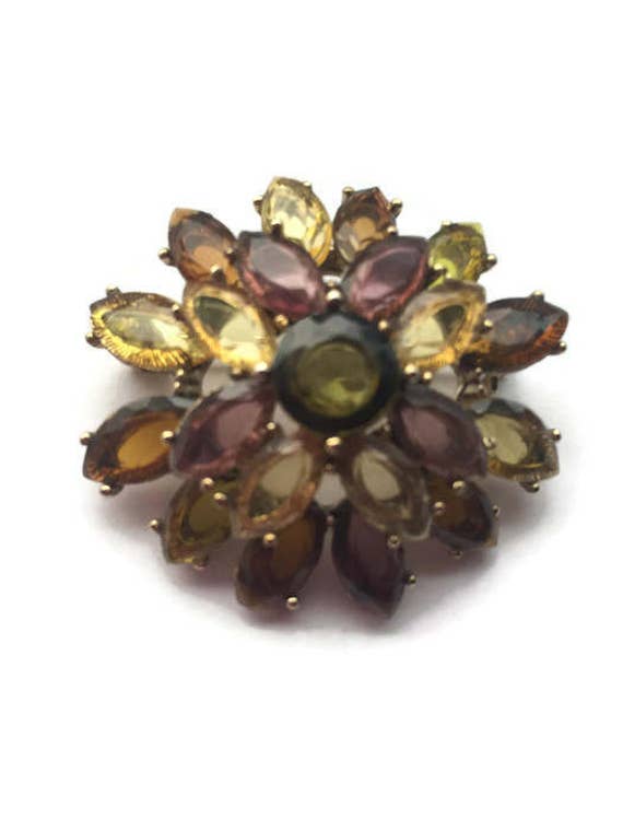 Monet brooch Jewelry gift vintage Flower Rhinesto… - image 6